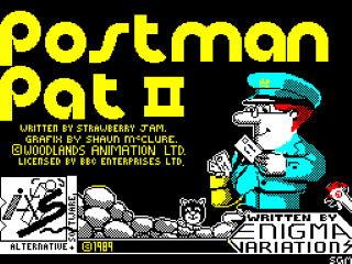 Postman Pat 2 title screen for ZX Spectrum